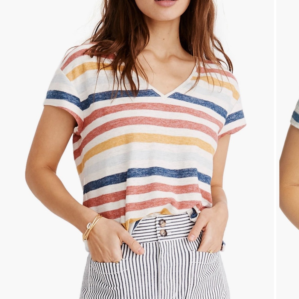 Madewell Striped V-Neck Women's Top